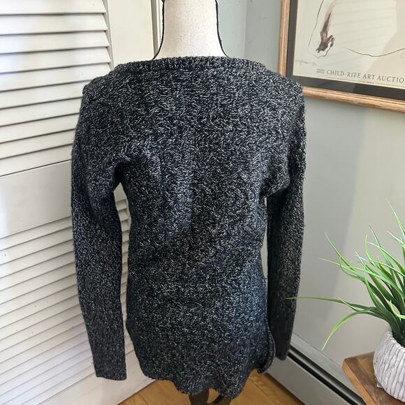 ATHLETA Sweater Womens Small Black Wool Cashmere Pullover V-Neck Side Zips Cozy - Picture 5 of 11